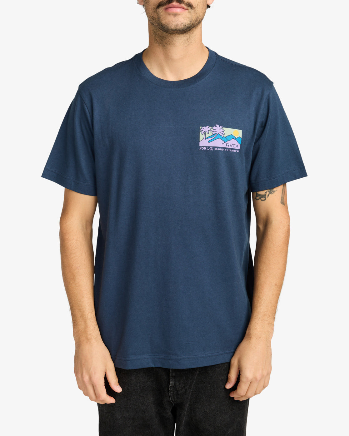 RVCA Mens Palm Trail T-Shirt - Moody Blue