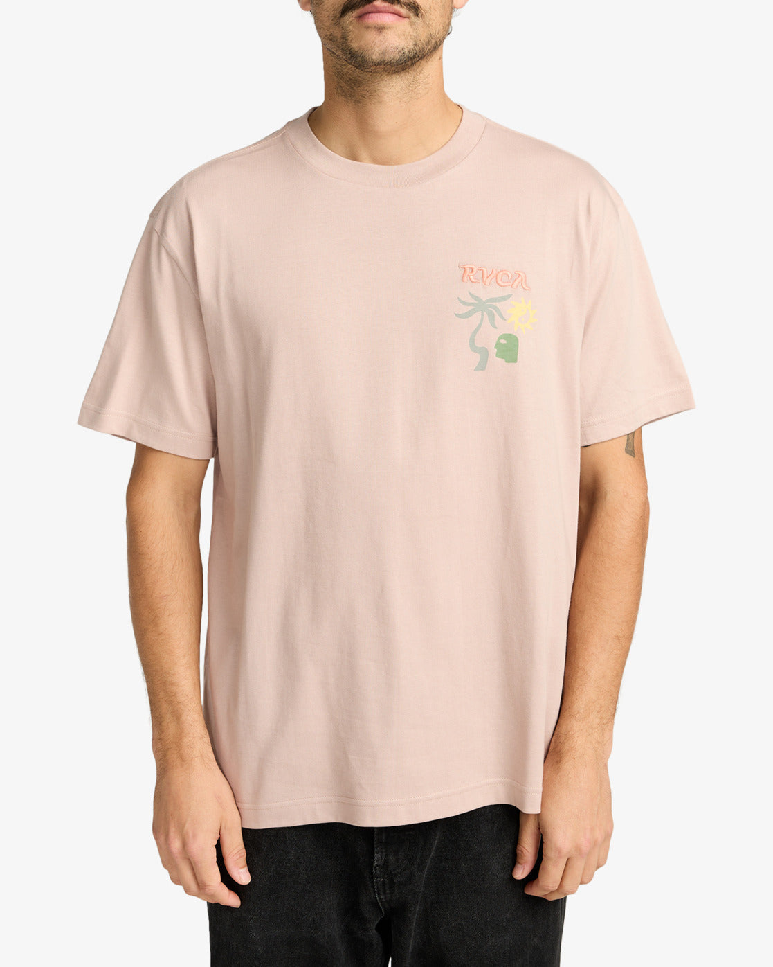 RVCA Mens Deep Think T-Shirt - Pale Mauve