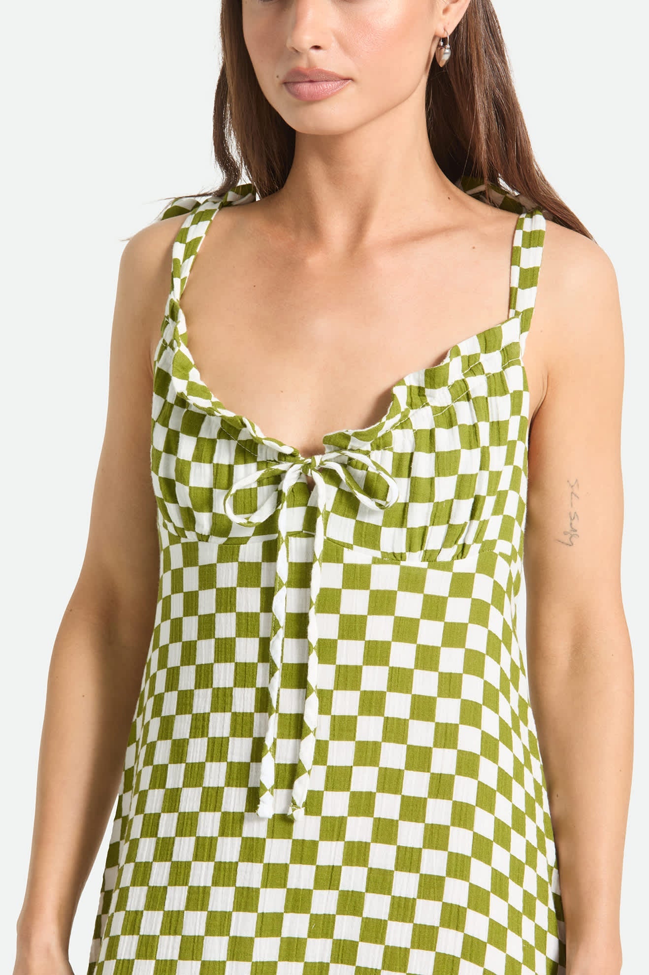 Brixton Womens The Tie Dress - Sublime Green Checkerboard