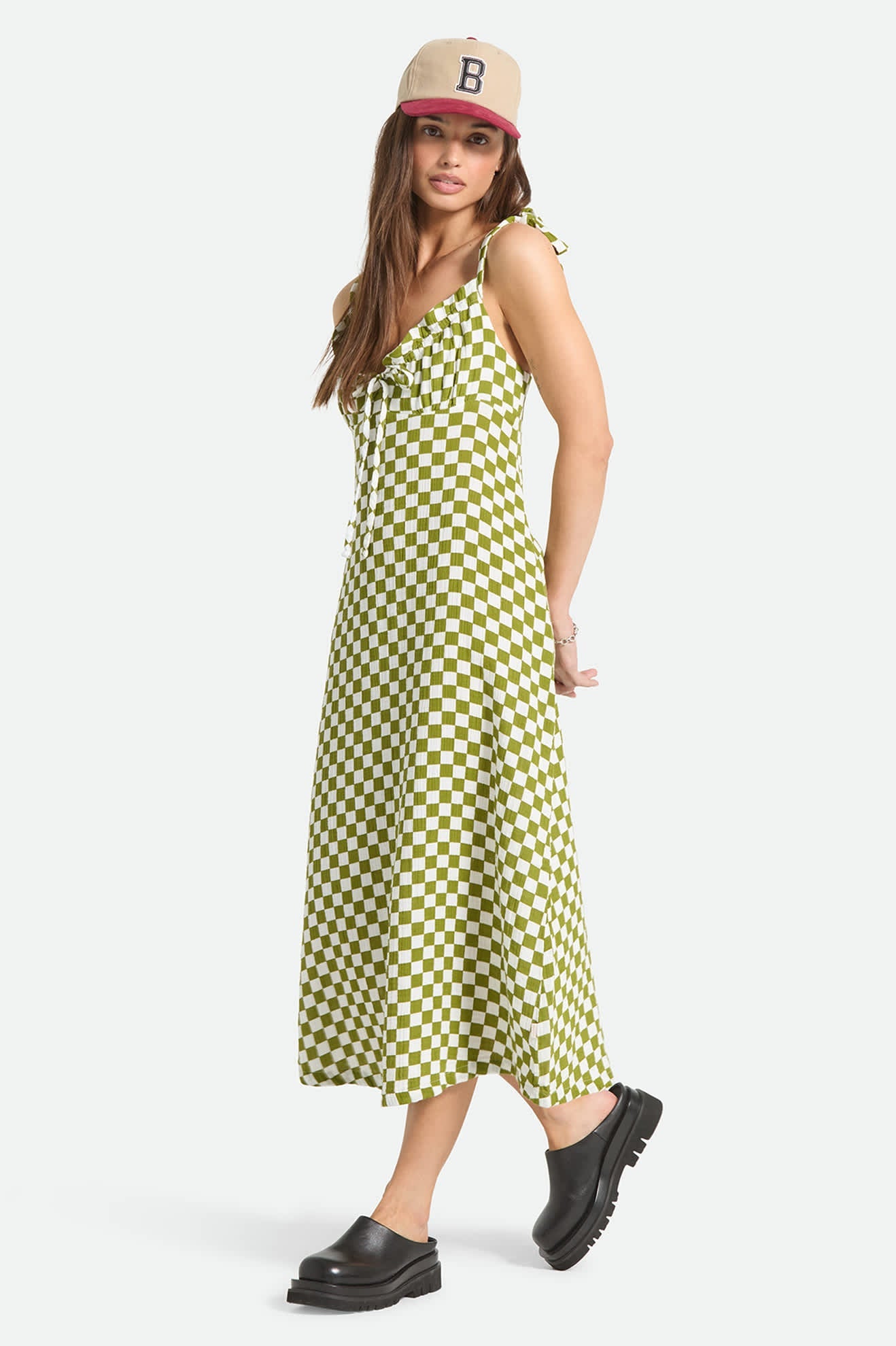 Brixton Womens The Tie Dress - Sublime Green Checkerboard