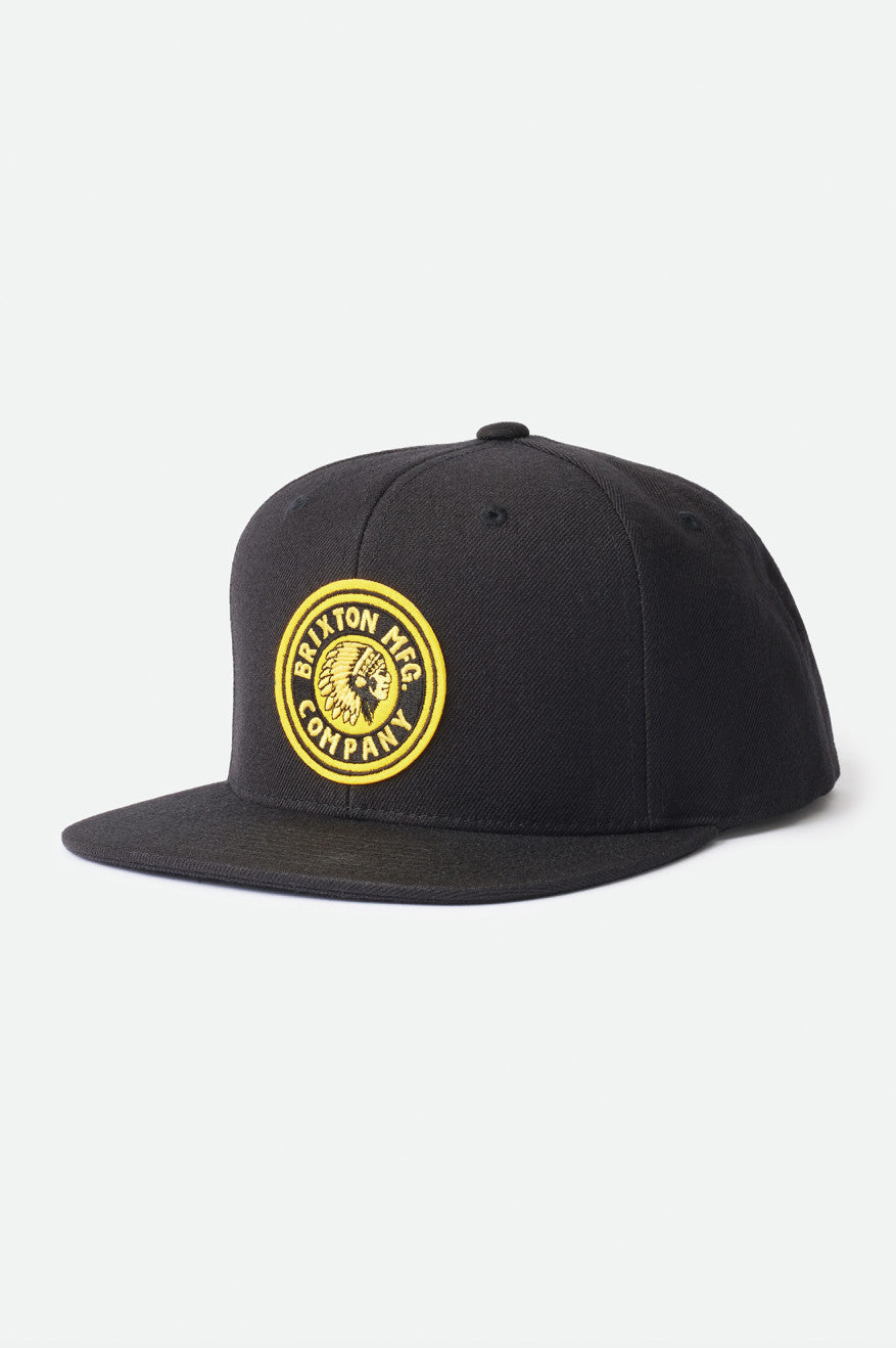 Brixton Rival MP Snapback Hat - Black/Gold
