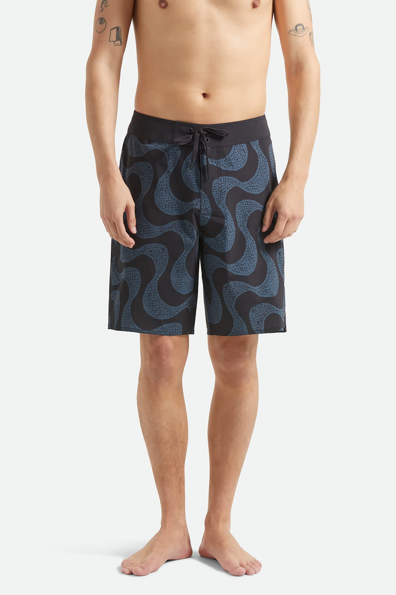 Brixton Blitz 19" Boardshorts -  Black/Future Grey Warped Tile