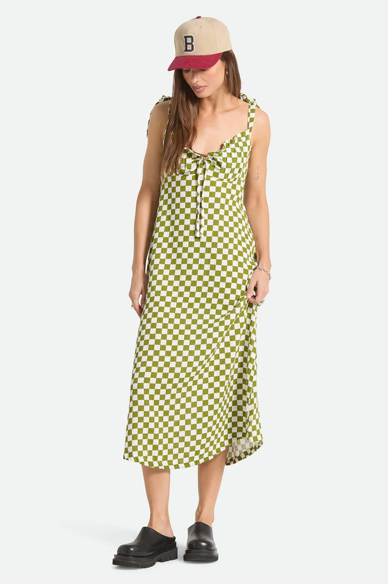 Brixton Womens The Tie Dress - Sublime Green Checkerboard