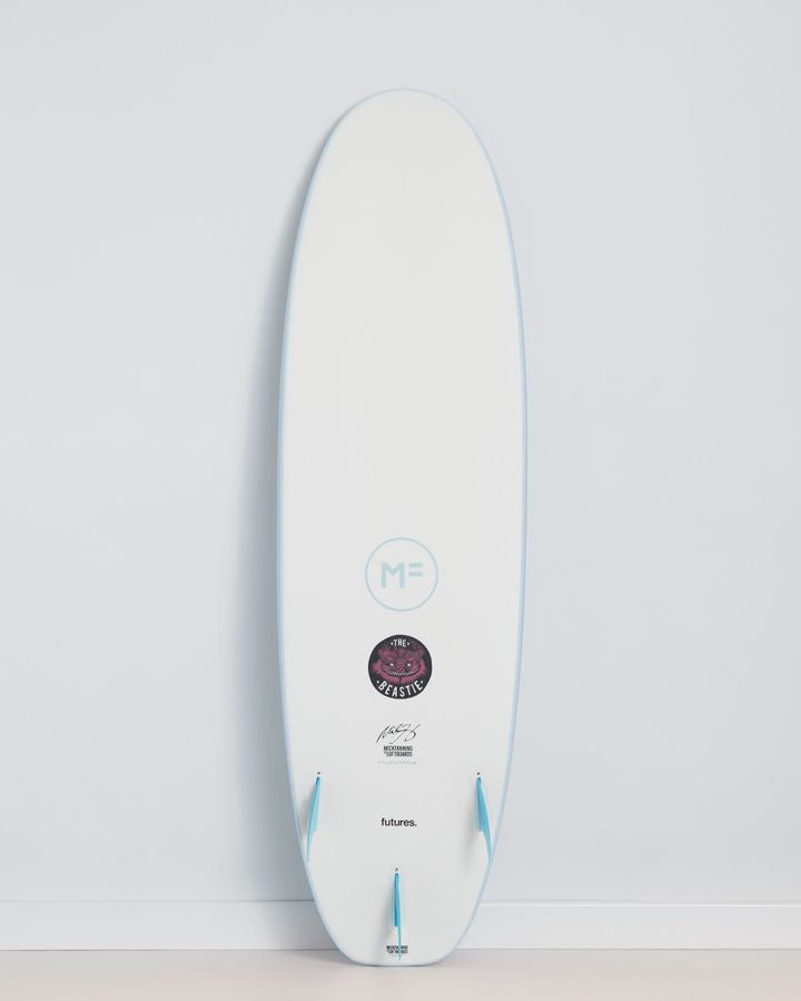 7&#39;6 Beastie Epoxy Lam - Futures 3F Surfboard - Sky Blue - ManGo Surfing