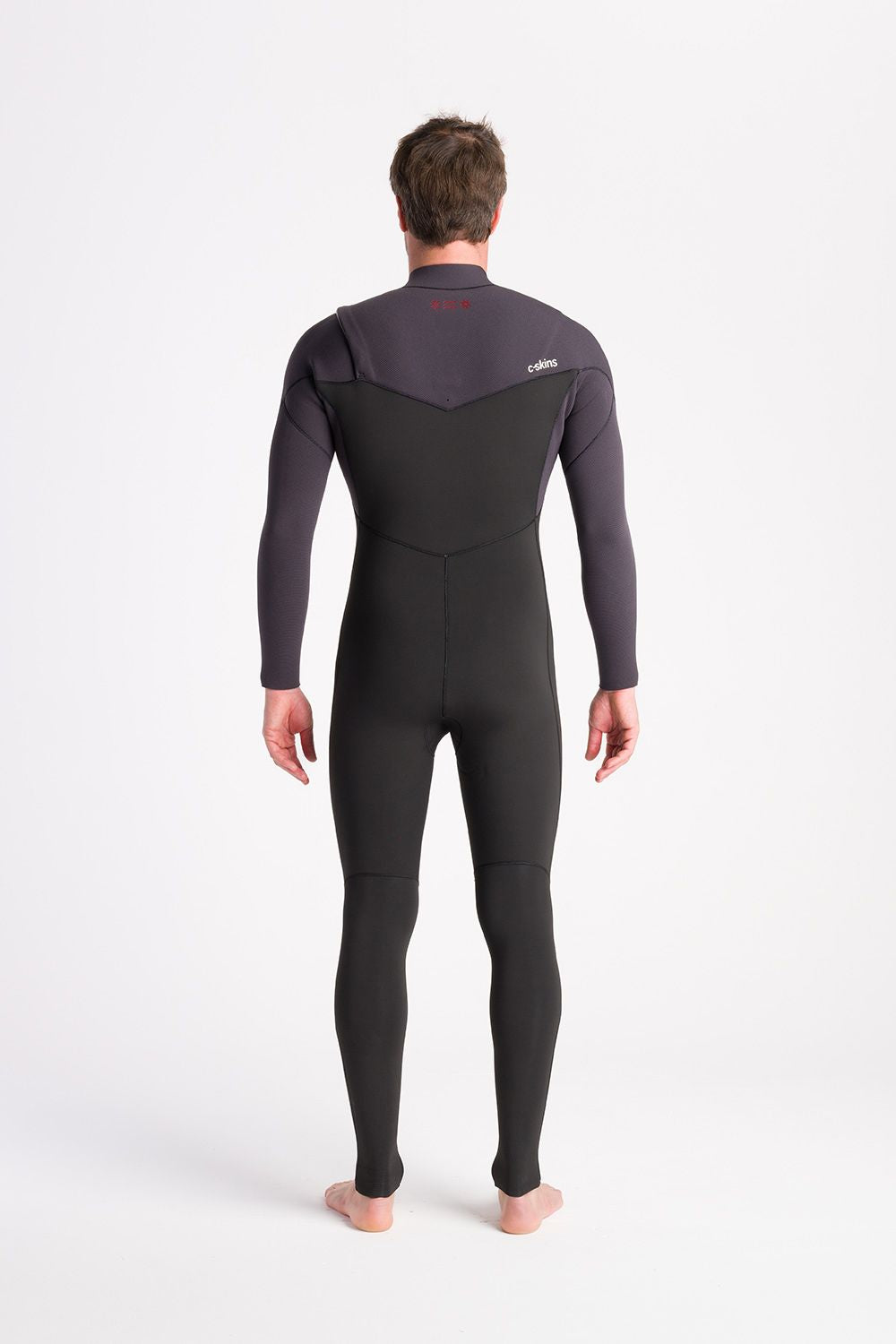 C-Skins Mens NuWave Session 5/4/3 Chest Zip Steamer - Black/Meteor X/Rust