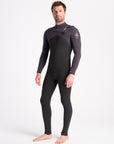 C-Skins Mens NuWave Session 5/4/3 Chest Zip Steamer - Black/Meteor X/Rust