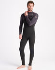 C-Skins Mens NuWave Session 5/4/3 Chest Zip Steamer - Black/Meteor X/Rust