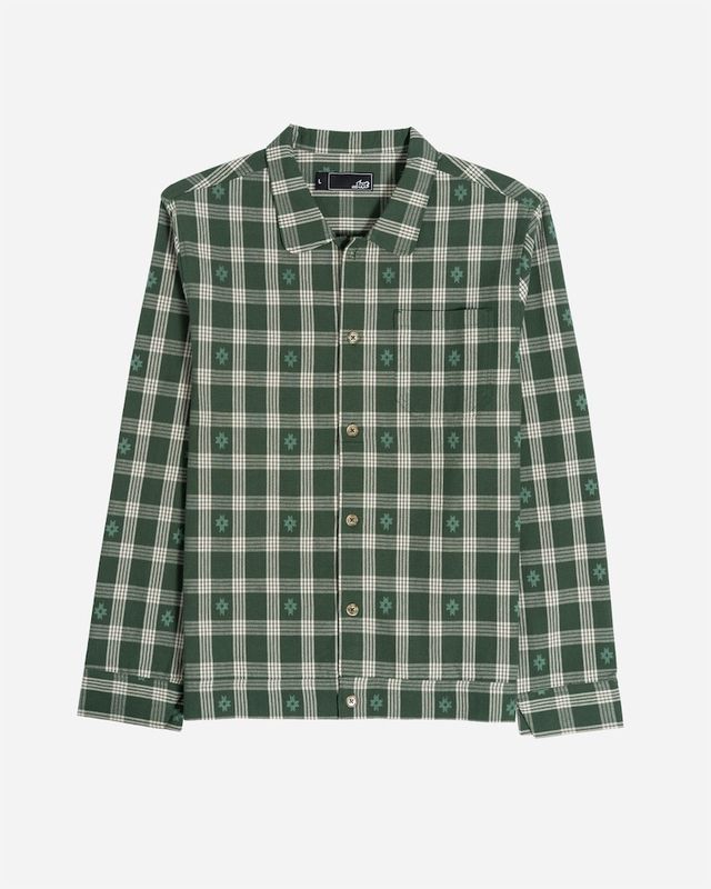 Lost Mens Pacific Long Sleeve Flannel Overshirt - Dark Forest - ManGo Surfing