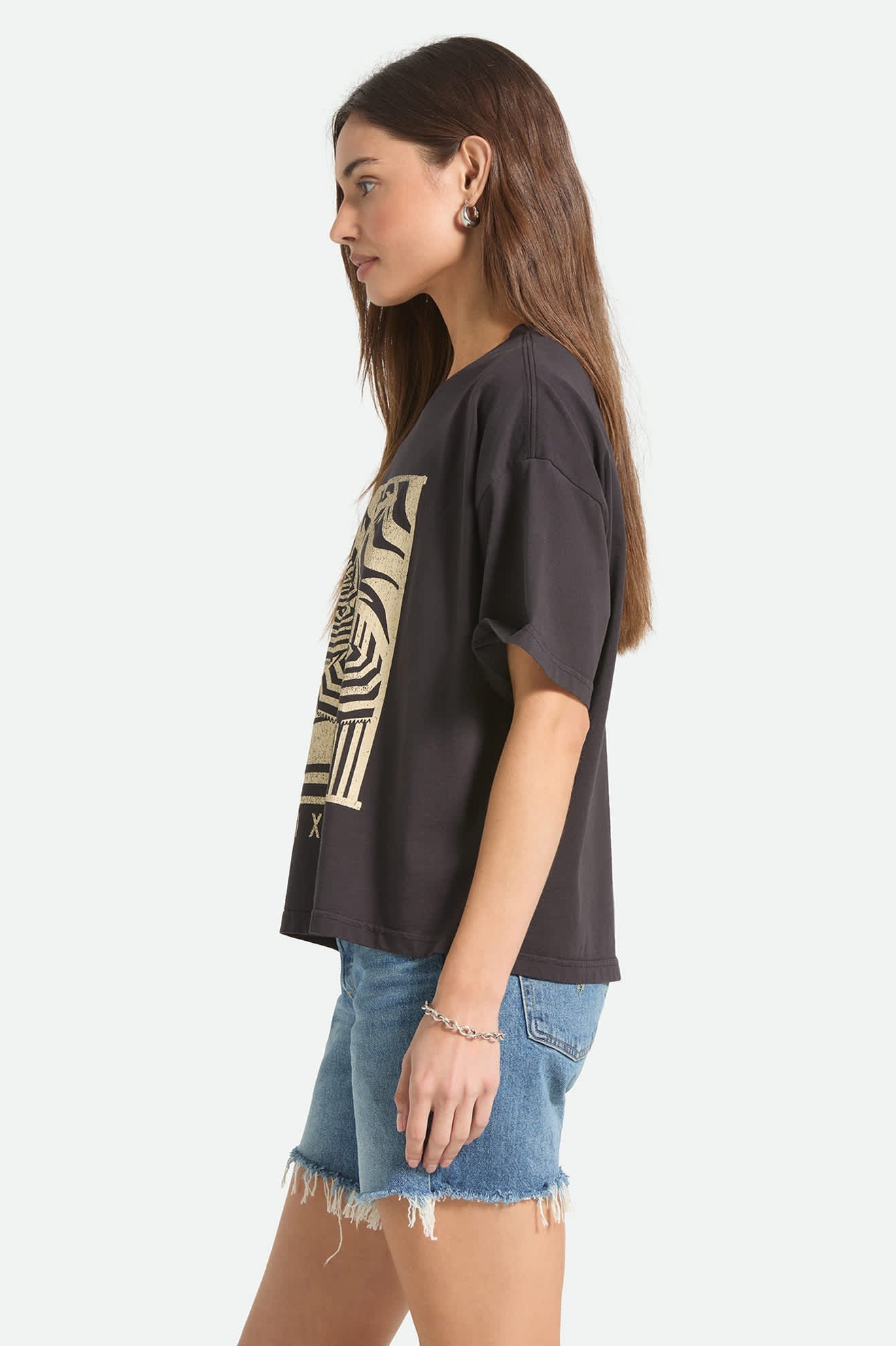 Brixton Womens Poolside Boxy Crew T-Shirt - Washed Black