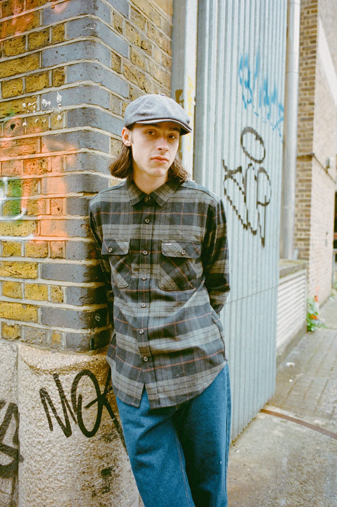 Brixton Bowery Flannel Long Sleeve Shirt - Black/Charcoal
