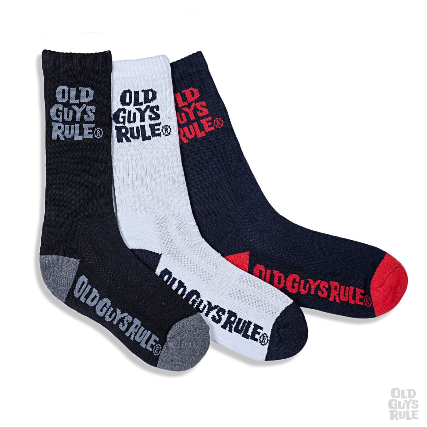 Old Guys Rule Stacked Logo Sports Socks (One Pair) - One Size - Black/Grey