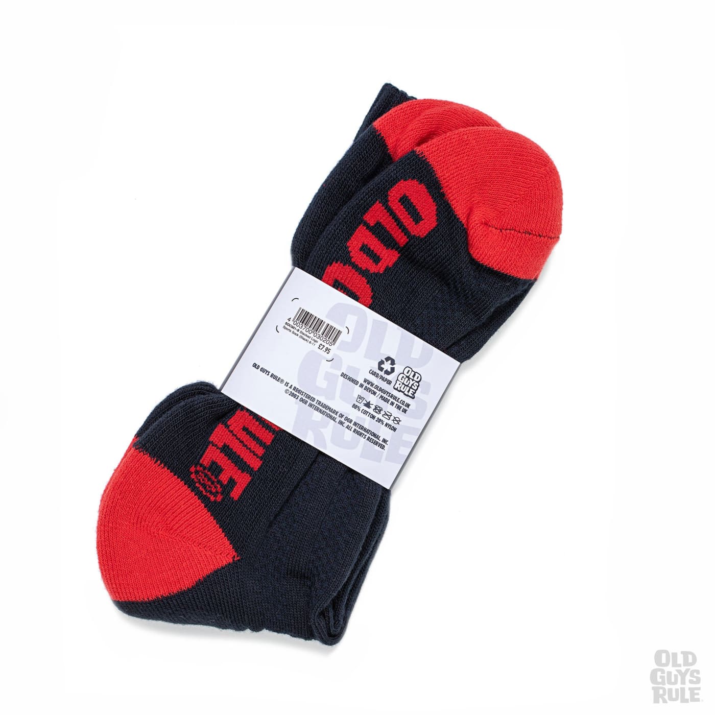 Old Guys Rule Stacked Logo Sports Socks (One Pair) - One Size - Navy/Red