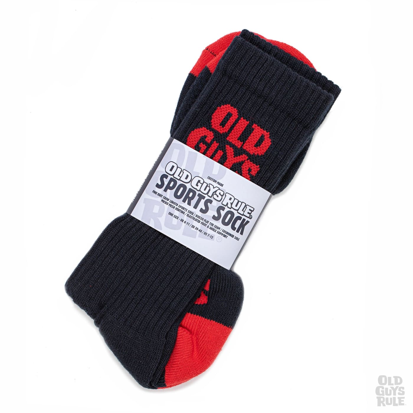 Old Guys Rule Stacked Logo Sports Socks (One Pair) - One Size - Navy/Red