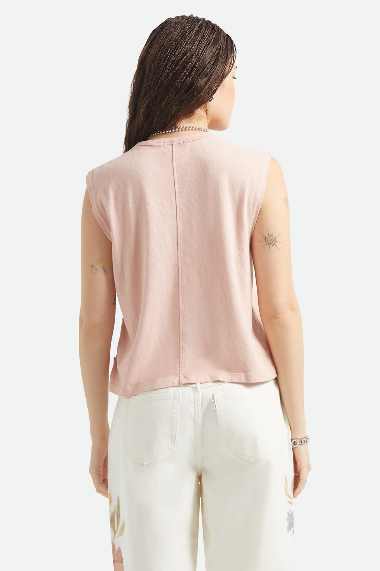 Brixton Womens Carefree Organic Garment Dye Muscle Tank - Silver Pink