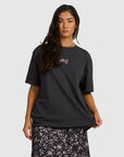 RVCA Womens Roses Only Relaxed T-Shirt - Washed Black