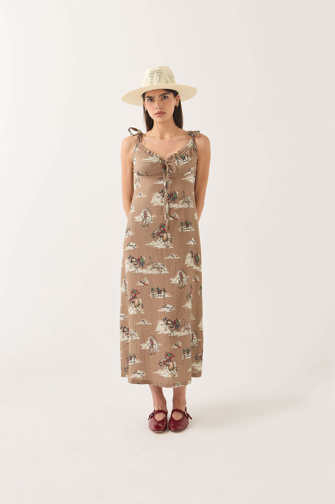 Brixton Womens The Tie Dress - Mid Century Cowboy Print