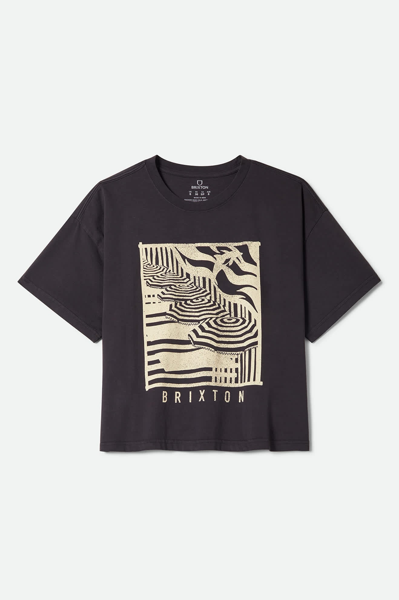 Brixton Womens Poolside Boxy Crew T-Shirt - Washed Black