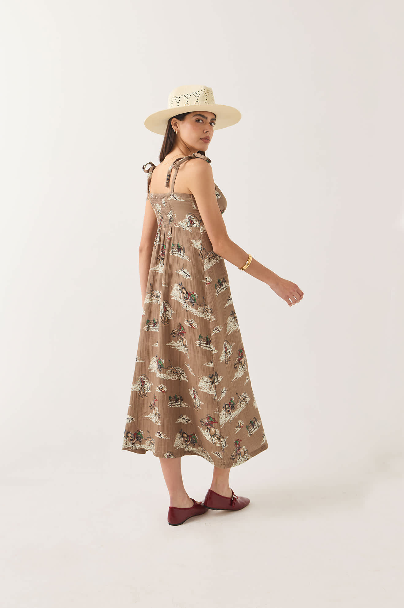 Brixton Womens The Tie Dress - Mid Century Cowboy Print