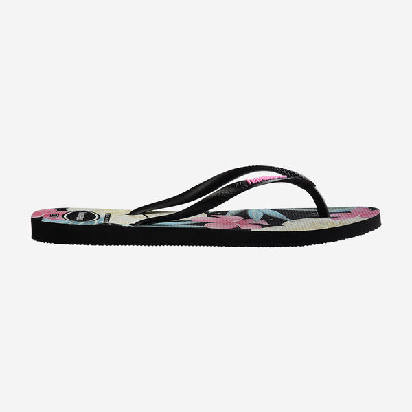 Havaianas Slim Floral - Womens Flip Flops - Black/Pink - ManGo Surfing