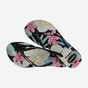 Havaianas Slim Floral - Womens Flip Flops - Black/Pink - ManGo Surfing