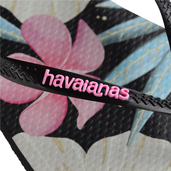 Havaianas Slim Floral - Womens Flip Flops - Black/Pink - ManGo Surfing