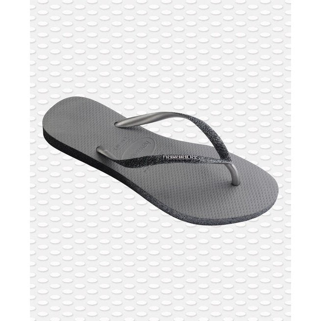 Slim Sparkle Womens Flip Flops Sandals - Steel Grey