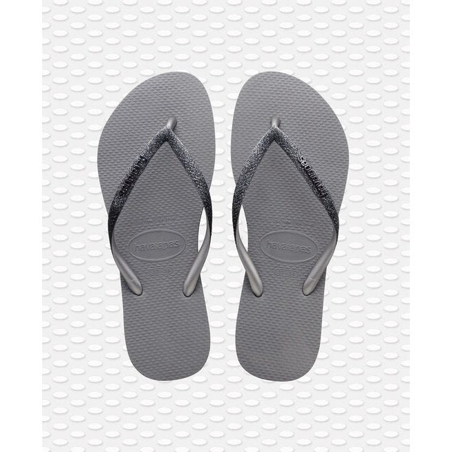 Slim Sparkle Womens Flip Flops Sandals - Steel Grey