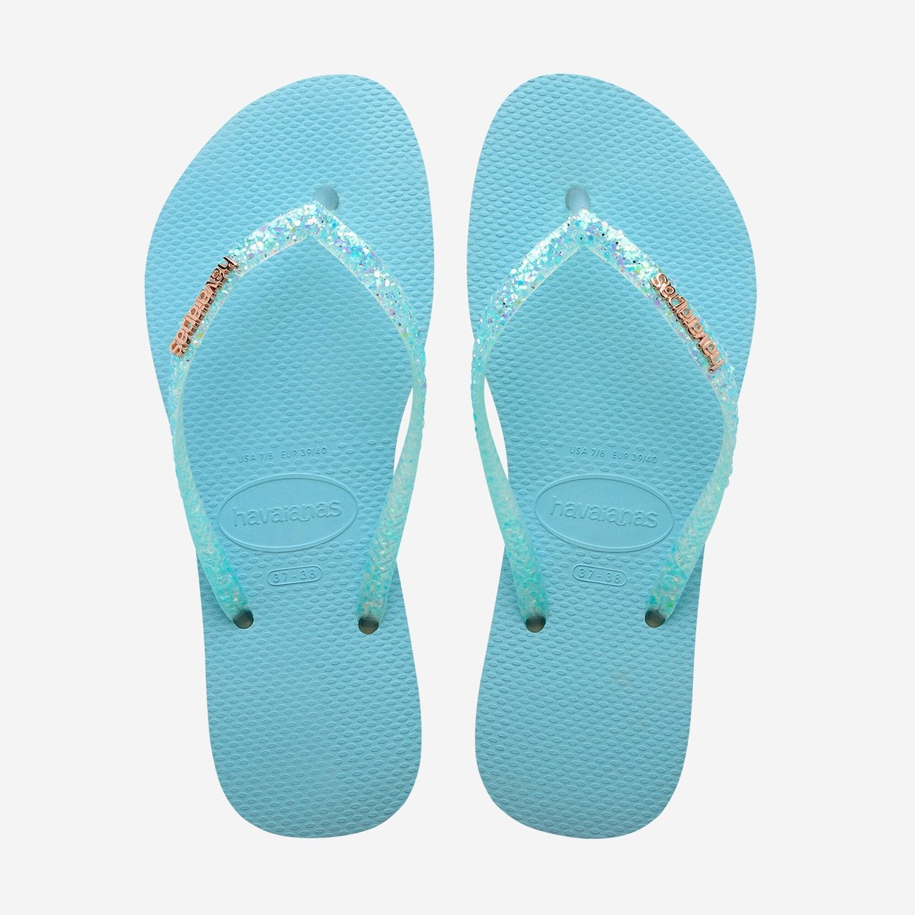 Women's Slim Glitter Flourish Flip-Flop - Nautical Blue - ManGo Surfing