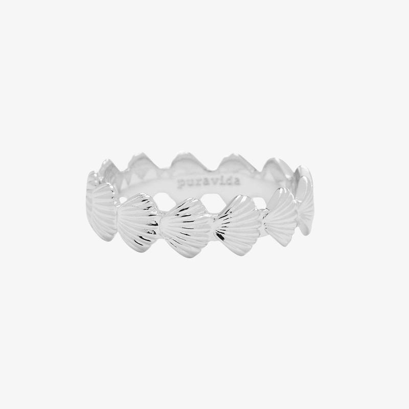 CLAM SHELL BAND RING - Silver - ManGo Surfing