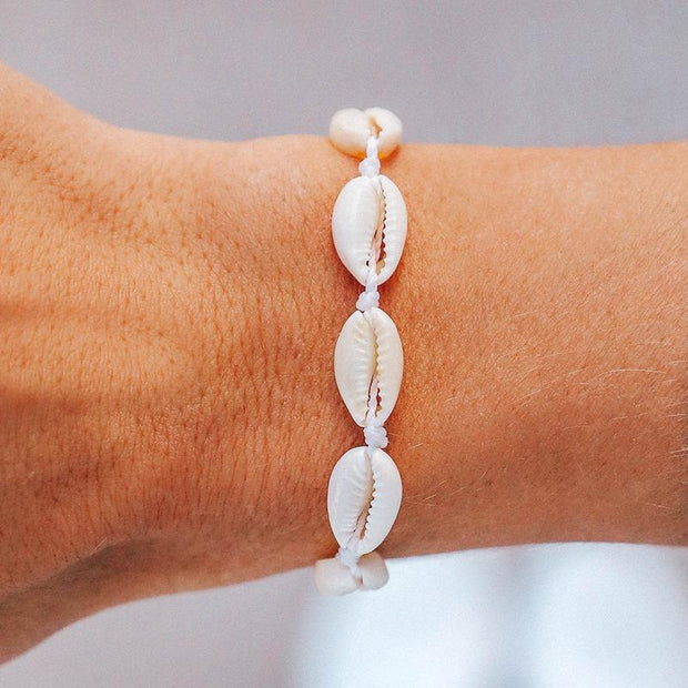 Knotted Cowries Bracelet - White - ManGo Surfing