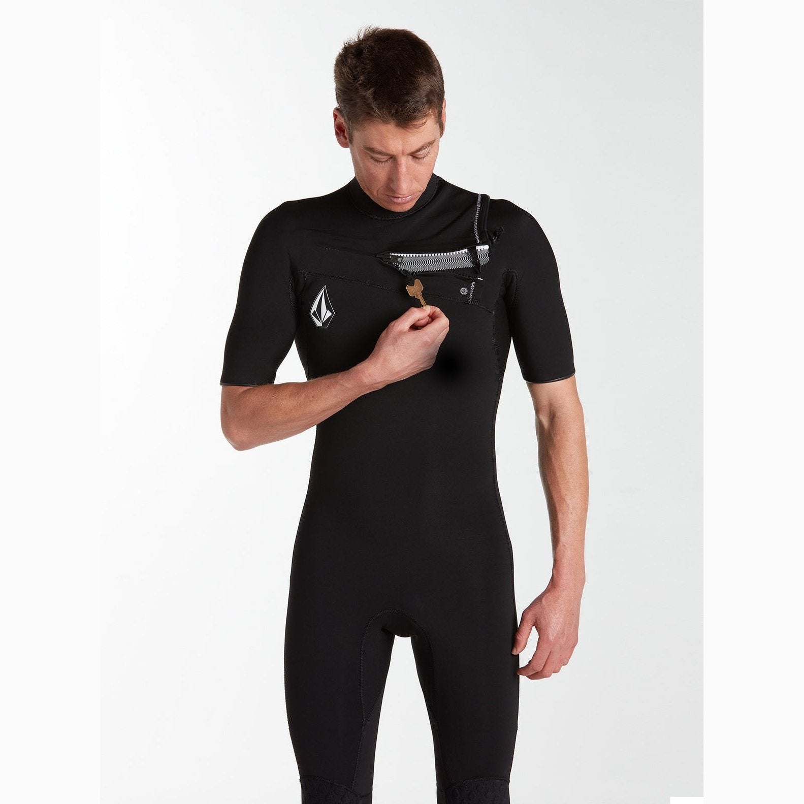 Modulator 2/2 Short Sleeve Chest Zip Spring Wetsuit - Black - ManGo Surfing